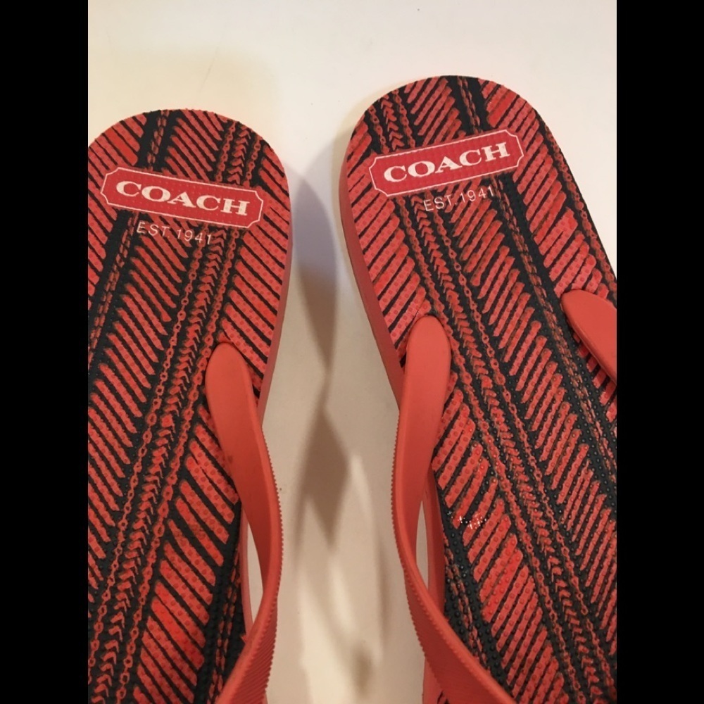 Coach Women's Flip-Flops (Coral) Size 11/12 - Picture 5 of 9
